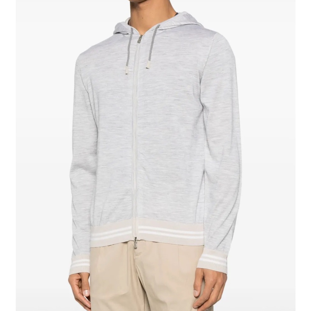 Eleventy Light Gray Zip-Up Sweater